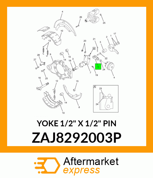 YOKE 1/2" X 1/2" PIN ZAJ8292003P