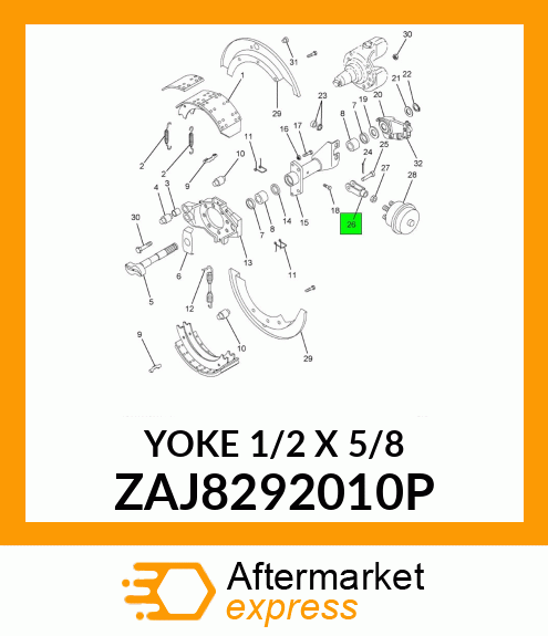 YOKE 1/2" X 5/8" ZAJ8292010P