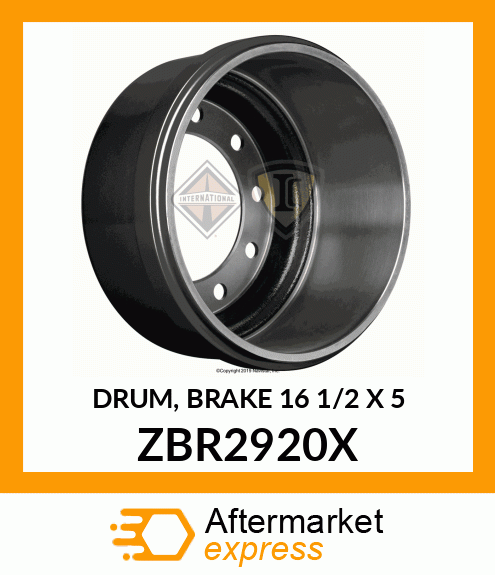 DRUM, BRAKE 16 1/2" X 5" ZBR2920X