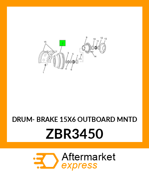 DRUM- BRAKE 15X6 OUTBOARD MNTD ZBR3450