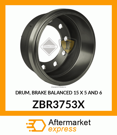 DRUM, BRAKE BALANCED 15" X 5" AND 6" ZBR3753X