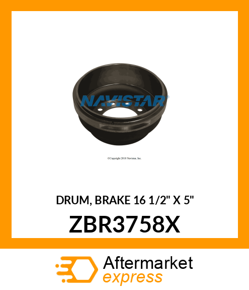 DRUM, BRAKE 16 1/2" X 5" ZBR3758X