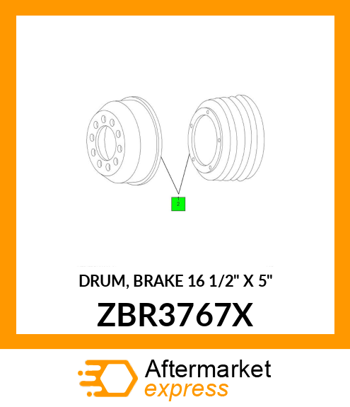 DRUM, BRAKE 16 1/2" X 5" ZBR3767X