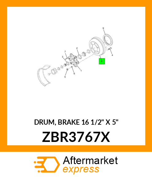 DRUM, BRAKE 16 1/2" X 5" ZBR3767X