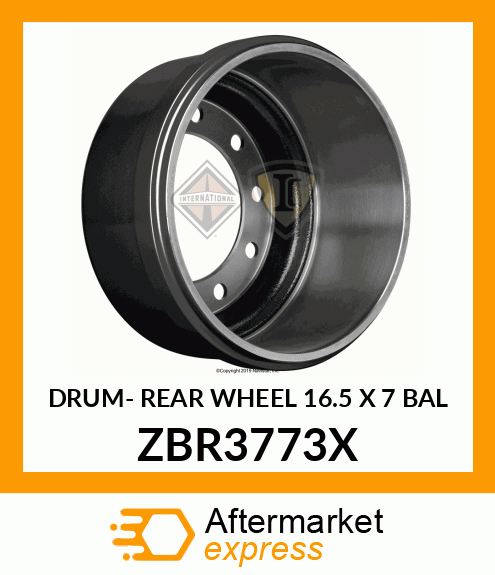DRUM- REAR WHEEL 16.5 X 7 BAL ZBR3773X