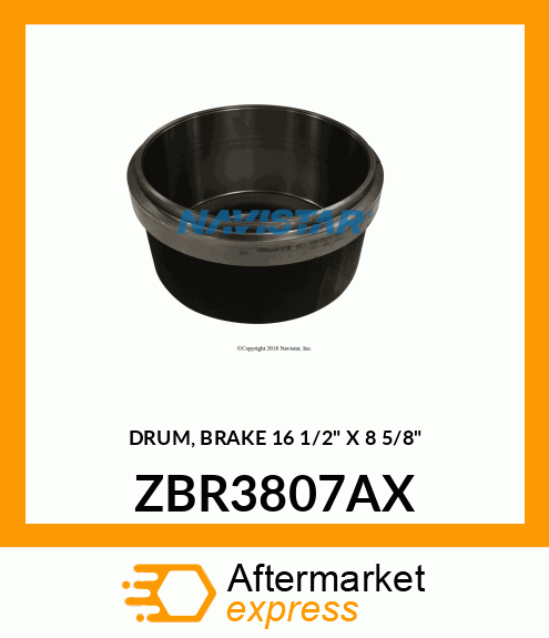 DRUM, BRAKE 16 1/2" X 8 5/8" ZBR3807AX