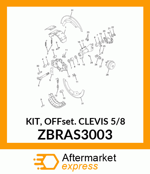 KIT, OFFSET CLEVIS 5/8" ZBRAS3003