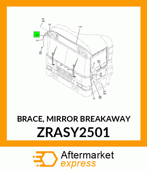 BRACE, MIRROR BREAKAWAY ZRASY2501