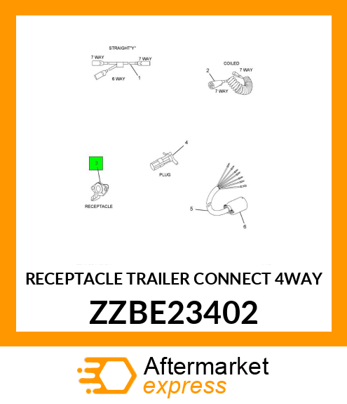 RECEPTACLE TRAILER CONNECT 4WAY ZZBE23402