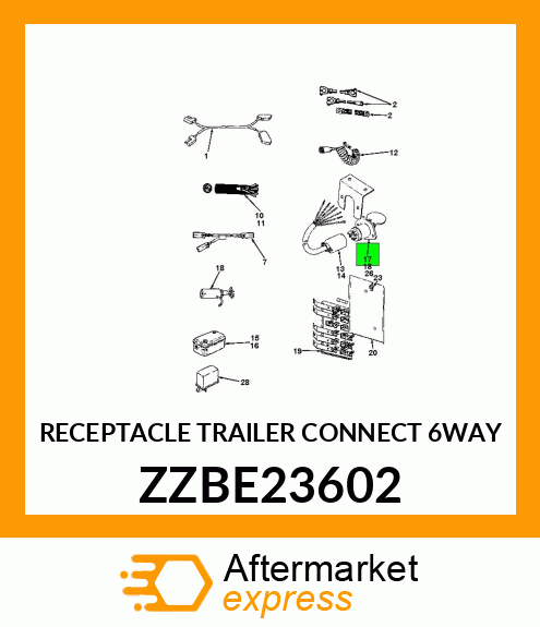 RECEPTACLE TRAILER CONNECT 6WAY ZZBE23602