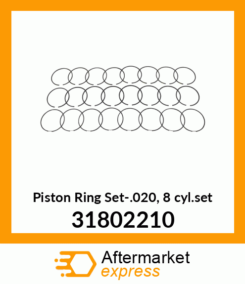 Piston Ring Set-.020, 8 cyl.set 31802210