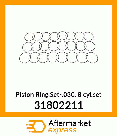 Piston Ring Set-.030, 8 cyl.set 31802211