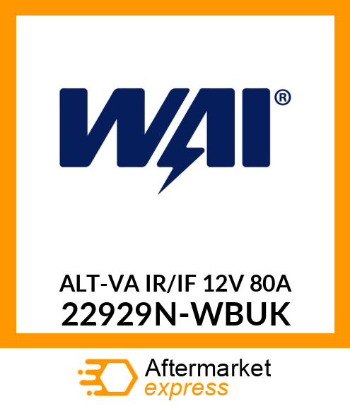 ALT-VA IR/IF 12V 80A 22929N-WBUK