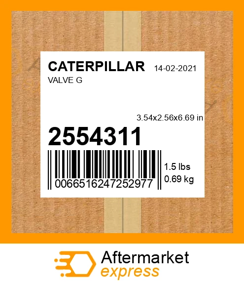 2554311 - VALVE G fits CATERPILLAR | Price: $148.80 Stock: Tennessee