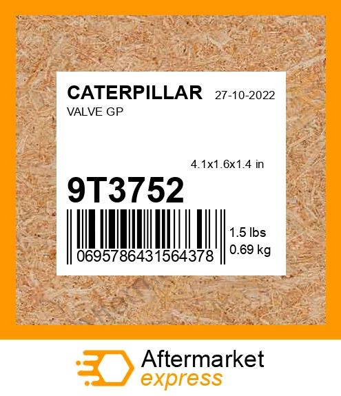 9T3752 - VALVE GP fits CATERPILLAR | Price: $128.96 Stock: Kentucky