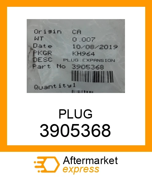3905368 - PLUG fits CUMMINS | Price: $7.14 Stock: Wisconsin