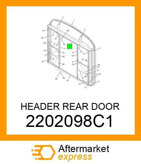 2202098C1 - HEADER REAR DOOR fits IC BUS | Price: $291.39 Stock: California