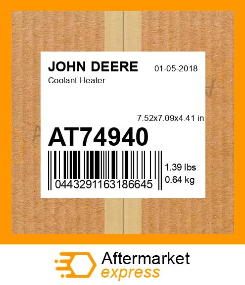 AT74940 - Coolant Heater fits JOHN DEERE