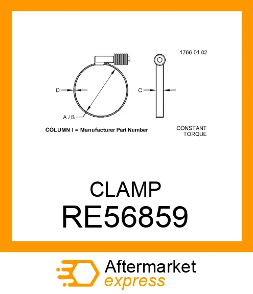 RIページ RE56859 - CLAMP fits JOHN DEERE | Price: $13.60
