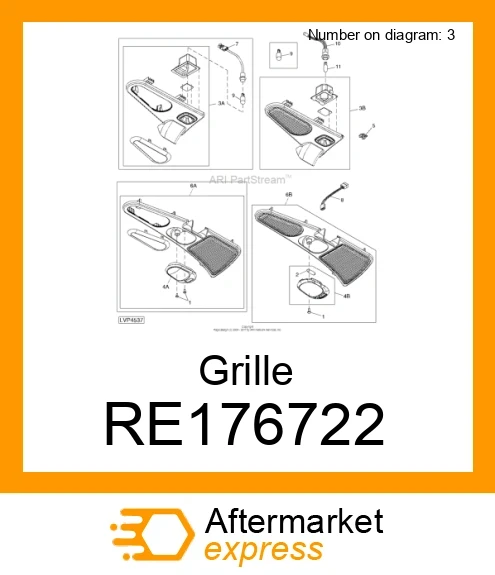 re176722 - Grille fits JOHN DEERE