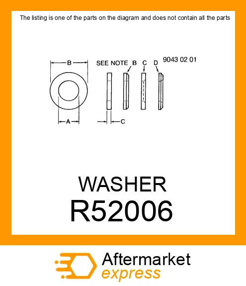 R52006 R52006 - WASHER fits JOHN DEERE | Price: $1.84 Stock: Wisconsin