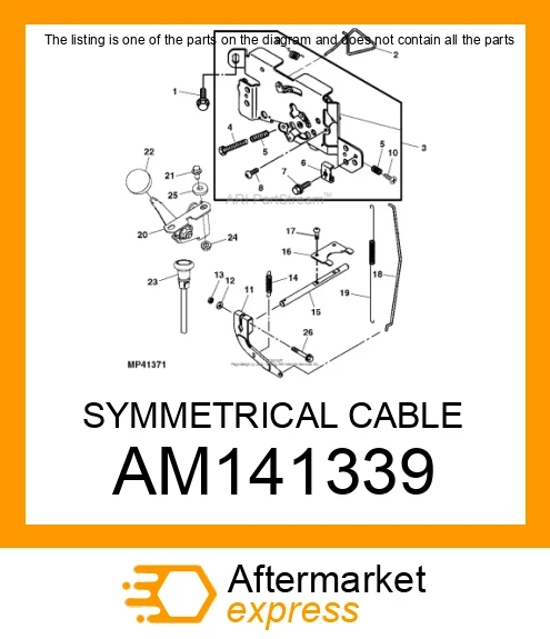 AM141339 - SYMMETRICAL CABLE fits JOHN DEERE |