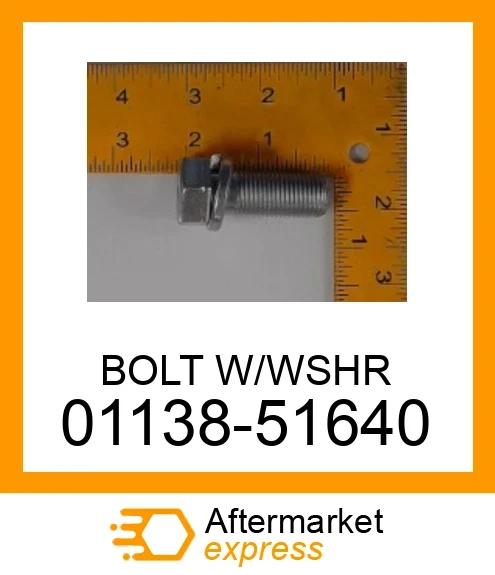 01138-51640 - BOLT W/WSHR fits KUBOTA | Price: $1.81 Stock